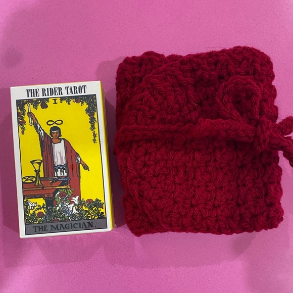 New Hand Crocheted Tarot To Go Three Card Reading Pouch w/New RWS Deck - Picture 2 of 5